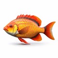 Realistic 3d Orange Fishing Fish Art On White Background