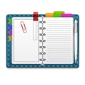 Realistic 3d Organizer Notebook, Color Stickers and Clip. Vector