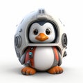 Realistic 3d Penguin With Space Helmet And Jacket