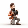 Realistic 3d Photographer Character With Camera: Hyper-detailed Rendering