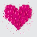 Realistic 3d Pink Heart Bunch of Balloons Flying for Party Royalty Free Stock Photo