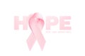 Vector realistic 3d pink silk ribbon breast cancer