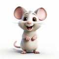 Realistic 3d Pixar Mouse In White Costume - High Resolution Cartoon Character