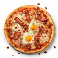 Realistic 3d Pizza With Ham And Eggs In Painterly Style