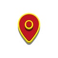 Realistic 3d pointer of map. Red map marker icon in vector. Royalty Free Stock Photo