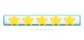 Realistic 3d rating feedback with 5 golden stars. Customer 3d glossy cartoon best quality review, user rating, feedback score icon Royalty Free Stock Photo