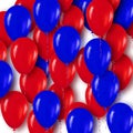 Realistic 3d Red Blue Balloons Flying for Party and Celebrations. Royalty Free Stock Photo