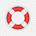 Realistic 3d red lifebuoy. Marine rescue lifeboat illustration