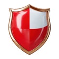 Realistic 3d red and white shield with bronze frame symbolizes strength, protection, and honor transparency background Royalty Free Stock Photo