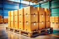 Realistic 3D Render of Cardboard Boxes on a Pallet for Efficient Logistics and Delivery A Modern Approach to