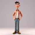 Realistic 3d Render Cartoon Of Andrew - Charming Hispanicore Character Royalty Free Stock Photo