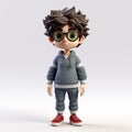 Realistic 3d Render Of Cartoon Boy With Glasses And Hoodie