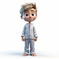 Realistic 3d Render Of Cartoon Boy Oliver In White Pajamas