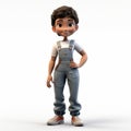 Realistic 3d Render Of Cartoon Boy In Overalls