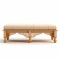 Realistic 3d Render Of Carved Ottoman Bench With Indian Scenes