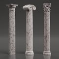 3d Render of Columns Doric, Ionic and Corinthian Royalty Free Stock Photo