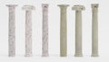 3d Render of Columns Doric, Ionic and Corinthian