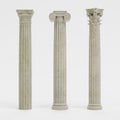 3d Render of Columns Doric, Ionic and Corinthian Royalty Free Stock Photo