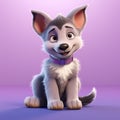 Realistic 3d Render Of Cute Baby German Shepherd Dog On Lavender Background Royalty Free Stock Photo