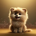 Realistic 3d Render Of Cute Baby Pomeranian In Pixar Style