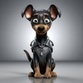 Realistic 3d Render Of Cute Cartoon Dog In Leather Outfit