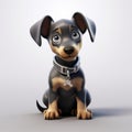 Realistic 3d Render Of Happy Silver Doberman Pinscher Puppy
