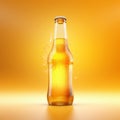 Realistic 3d Render Of Light Yellow Lager Beer Bottle On Yellow Background Royalty Free Stock Photo