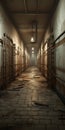 Realistic 3d Render Of Old Damaged Prison Cell Hallway