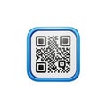 3D Rendered QR Code with a Blue Glossy Border on a White Background QR code barcode Royalty Free Stock Photo