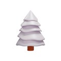 Realistic 3d render snow sprouce tree in clay style