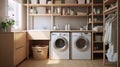 Realistic 3d Render Of A Spacious Laundry Room With Washer And Dryer Royalty Free Stock Photo