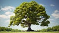 Realistic 3d Render Of Sycamore Tree In A Green Field