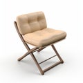 Realistic 3d Render Of Tan Brown Folding Chair With Wooden Backrest Royalty Free Stock Photo