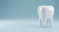 Realistic 3D Rendering of a Healthy White Tooth with Visible Roots on a Light Blue Background Royalty Free Stock Photo