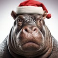 Realistic 3d Rendering Of Hippo In Santa Hat: Frogcore Exotic Portraits