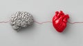Realistic 3D Rendering of Human Brain and Heart Connected by Red String Royalty Free Stock Photo