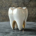 A realistic 3D rendering of a human molar tooth is depicted on a table in this stock image Royalty Free Stock Photo