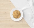 Realistic 3D rendering of a pile of cookies on a white plate