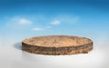 3D rendering circle soil ground cross section with earth land on blue sky