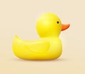 Realistic 3d Rubber yellow duck isolated on white background. Vector illustration