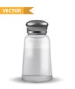 Realistic 3d salt shaker. Glass jar for spices. Isolated on white background. Ingredient for cooking. Vector Royalty Free Stock Photo