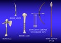 Realistic 3d Set Bone fighting weapon Royalty Free Stock Photo