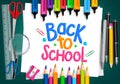 Realistic 3D Set of School Items with Back to School Royalty Free Stock Photo
