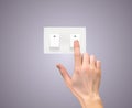 Realistic 3D Silhouette of hand with light switch Vector Illustration Royalty Free Stock Photo