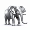 Realistic 3d Silver Elephant Sculpture On White Background Royalty Free Stock Photo