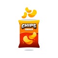 Realistic 3d snack chips bag plastic packaging design illustration icon for food and beverage business
