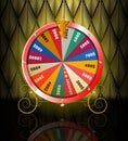 Realistic 3d spinning fortune wheel, lucky roulette