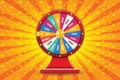 Realistic 3d spinning fortune wheel, lucky roulette vector illustration.