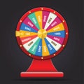 Realistic 3d spinning fortune wheel, lucky roulette vector illustration. Royalty Free Stock Photo