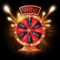 Realistic 3d spinning fortune wheel, lucky roulette vector illustration Royalty Free Stock Photo